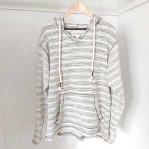 US vintage | grey & olive green striped v neck hoodie